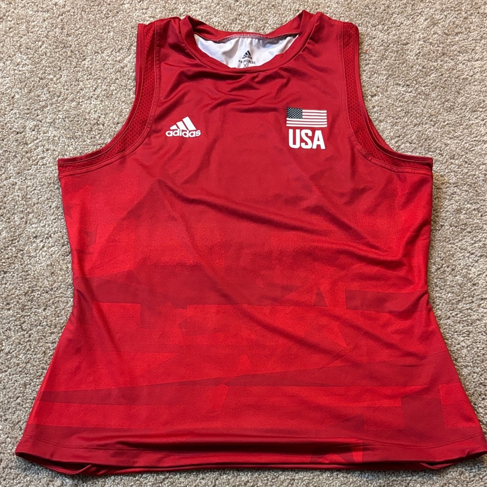 Adidas Women's Bold Red USA Swim Top